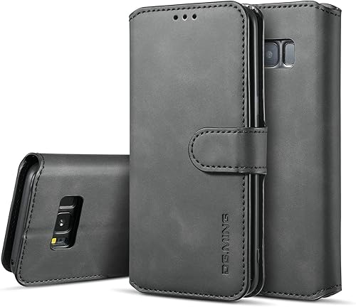 UEEBAI Funda de cuero PU para Samsung Galaxy S8, Vintage Retro Premium Wallet Flip Cover TPU Inner Shell Ranuras para tarjetas Cierre magnético