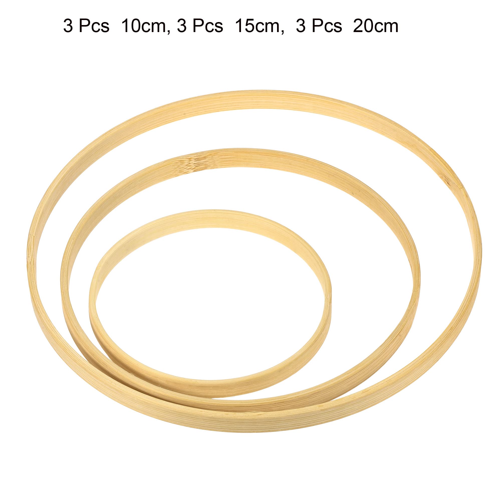 PATIKIL 4/6/8 Inch 3 Size Wooden Bamboo Floral Hoop, 9Pcs in 1 Set Craft Rings for DIY Wedding Wreath Decor Dream Catcher - Image 3