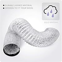 Vista 4 de Cosmo Conducto de aire flexible de aluminio de 6 pulgadas y 6 pies, sin abrazaderas, conducto de ventilación