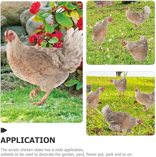 Miniatura 9 de HANABASS Juego de 4 estacas decorativas de acrílico para jardín, estatuas de gallina, decoración de gallina, gallo y animales para patio trasero,