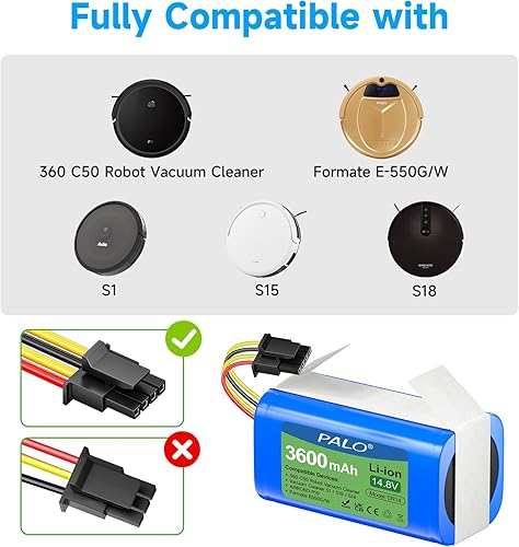 Miniatura 3 de Batería de litio de 14.8 V para robot aspirador 360 C50, AIRROBO P10, aspiradora S1/S15/S18, formato E-550G/W (conector de 4 puntas)