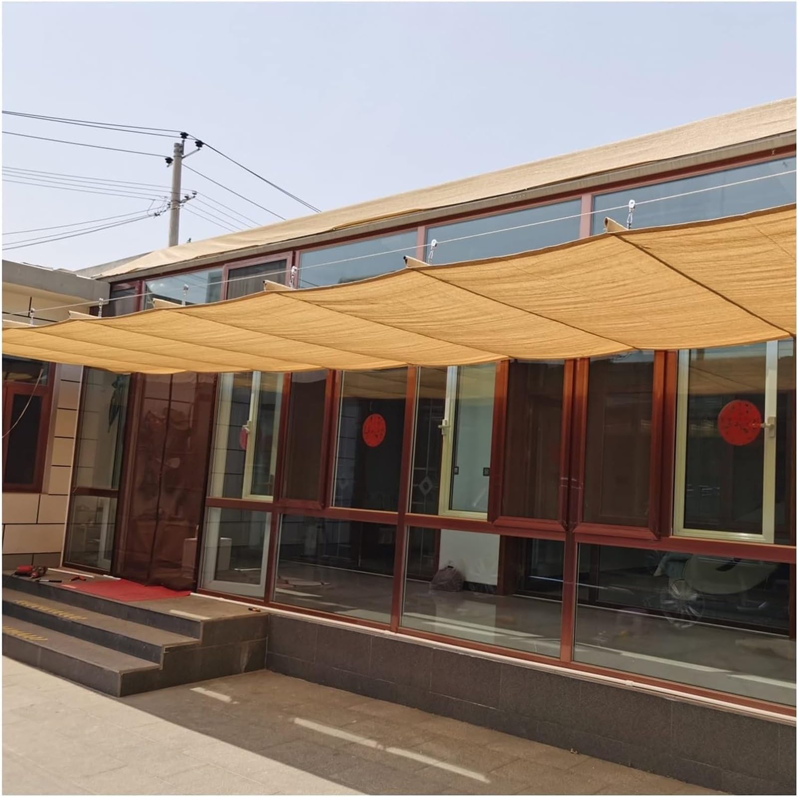 Voile d'ombrage ondulée rétractable pergola auvent HDPE
