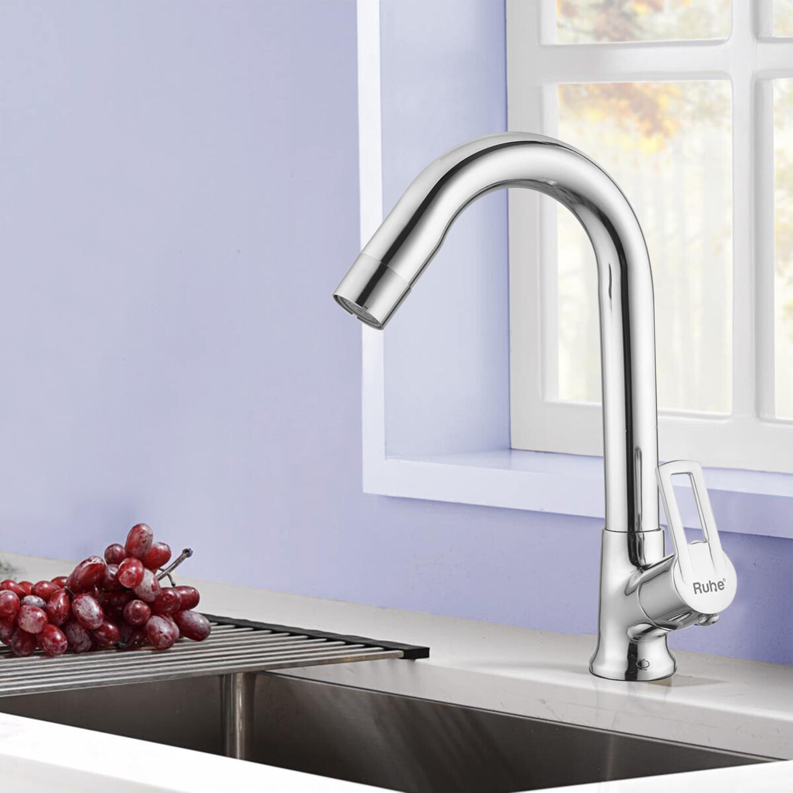 Ruhe® Swivel Spout Faucet/Tap | Kubix Swan Neck with Flexible Swivel Spout Faucet/Tap | Table Mount with Chrome Finish for Bathrooms Wash Basins & Kitchen Sinks-image-30