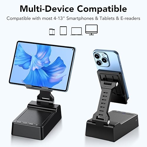 Miniatura 7 de Soporte plegable para teléfono con altavoz Bluetooth inalámbrico y base antideslizante, regalos de cumpleaños para hombresmujeres, accesorios para