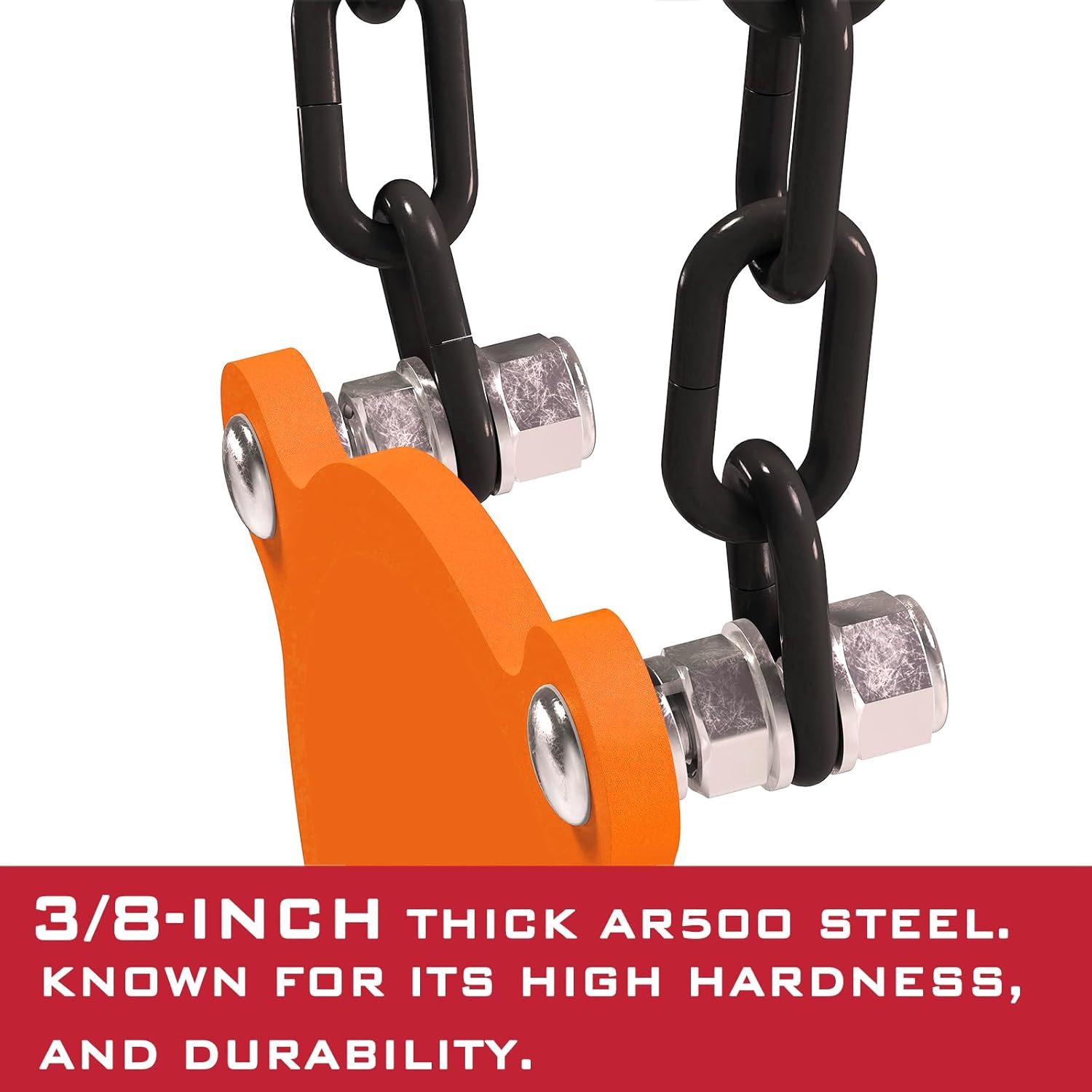 AR500 Steel Targets Combo with Metal Chains, 3/8” Thick Metal Gong Targets for Outdoor Range and Shooting Practice, Neon Orange Color