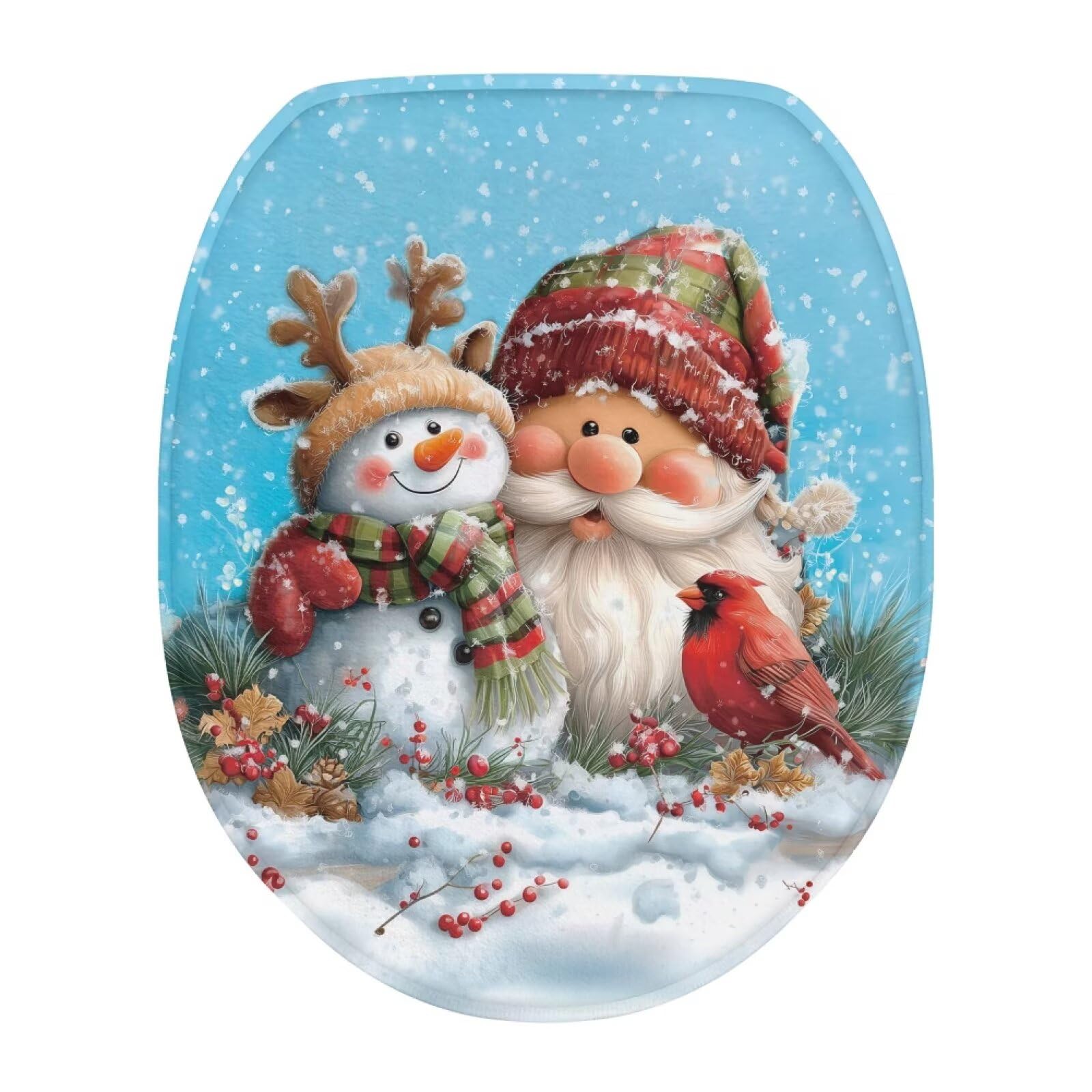 COEQINE Toilet Seat Cover Warm and Soft Dust Cover for Women Autumn Winter Christmas Home Decoration Bathroom Plush Fit Most Standard Replacement — image 1