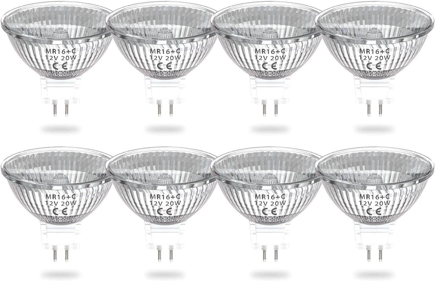 TobeBright MR16 Halogen Bulb, 20W GU5.3 12V Low Voltage Spotlight Bulbs Dimmable, 2800K Warm White 320 Lumen Bi-Pin Base Reflector Bulb for Recessed Track Lighting, 8 Pack