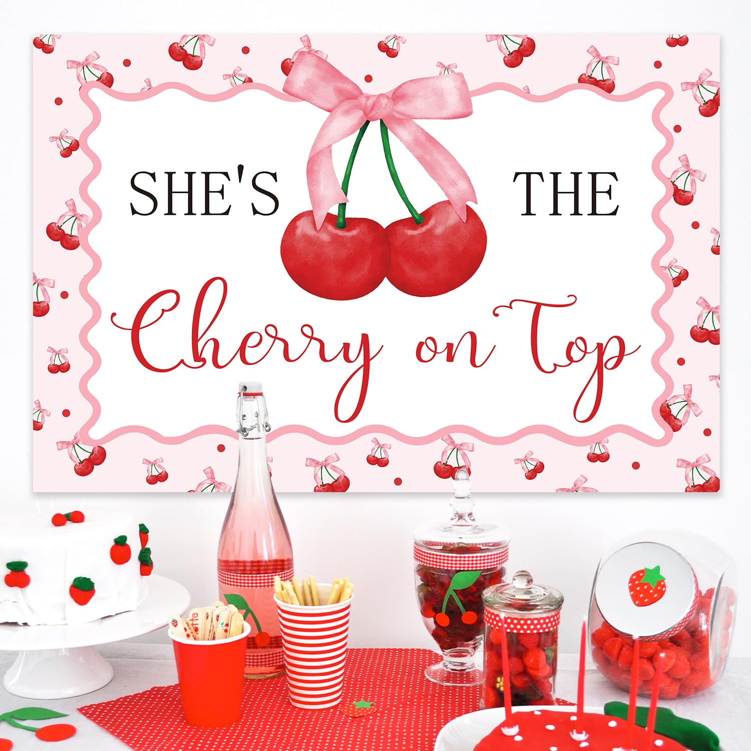 She's The Cherry On Top Party Decorations - Cherry Theme Baby Shower & Bachelorette Decor