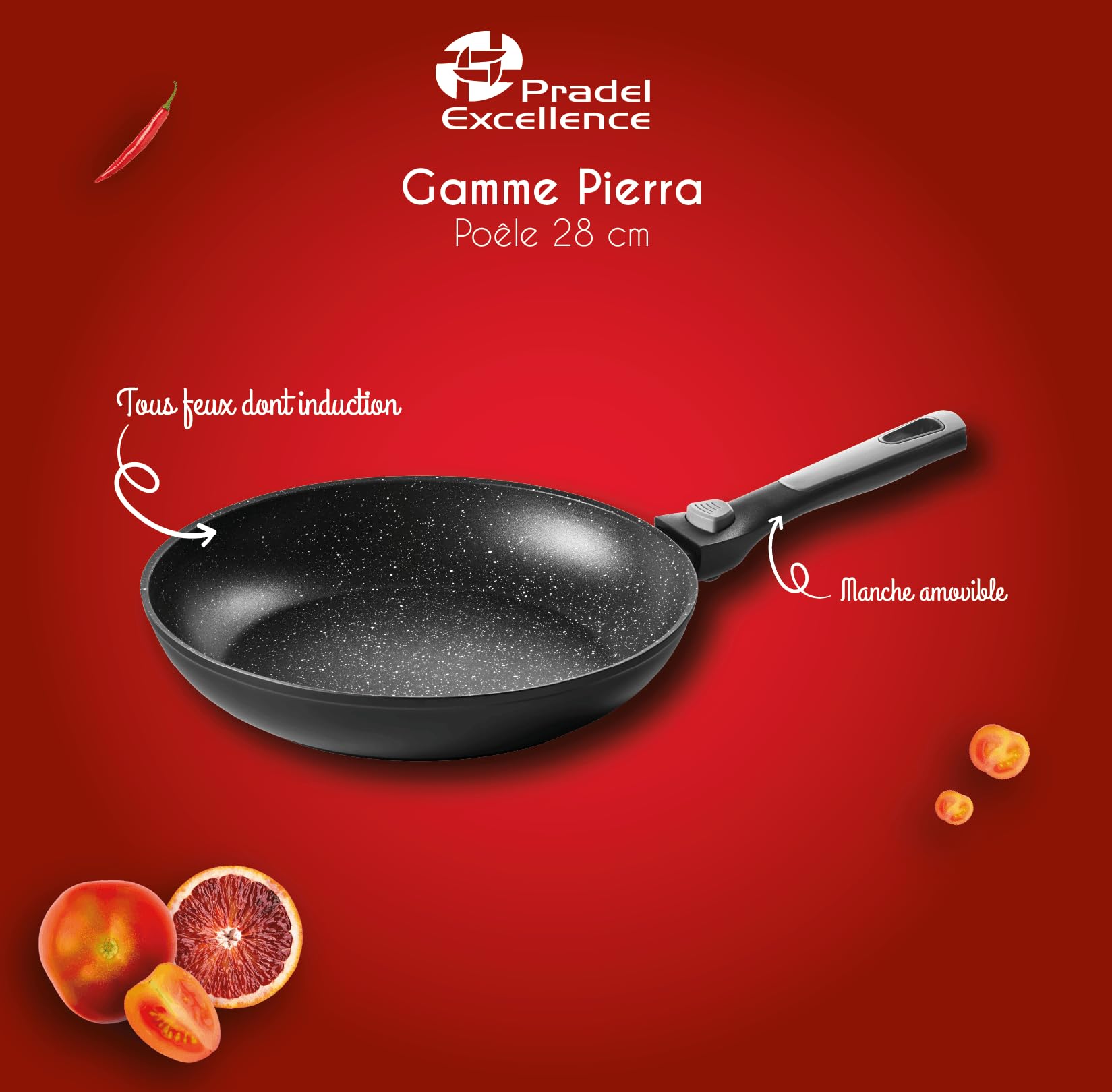 Padella GRIGIA SERIE Thulos Rivestimento Antiaderente Effetto Pietra 24 Cm 83159713