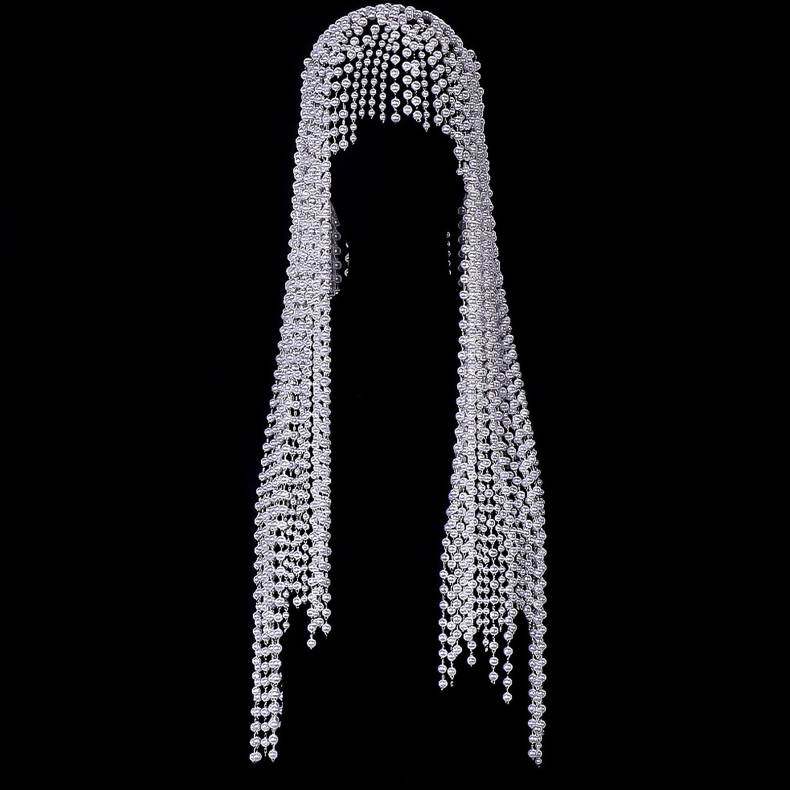 Accessorio per capelli impreziosito da cristalli Fascia per capelli vintage con frange per feste e occasioni speciali Gioielli per capelli con perle finte