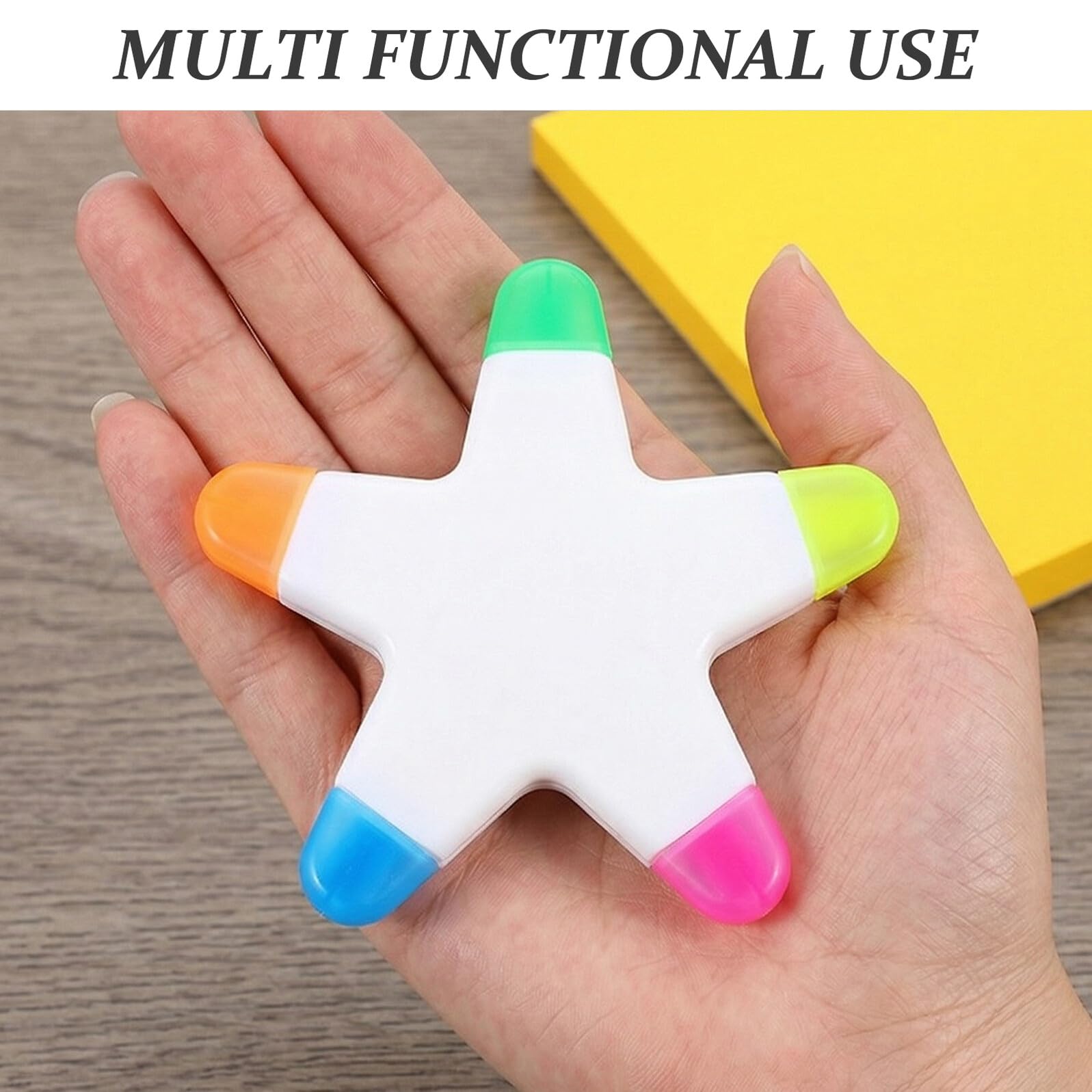 SHINEOFI 6 Pezzi Evidenziatori a Forma di Stella Colorati per Scuola e Ufficio, Pennarelli Fluorescenti Compatti in Plastica senza Sbavature, Stile Creativo e Giocoso