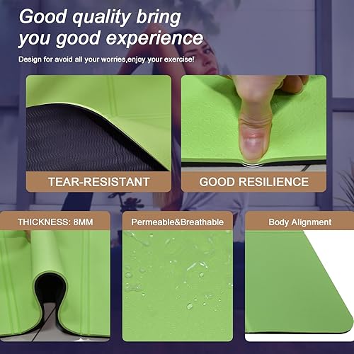 Miniatura 4 de Esterilla de yoga plegable de 72 pulgadas de largo x 32 pulgadas de ancho x 0.32 pulgadas, extra gruesa y ancha, alfombrilla de yoga plegable para