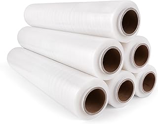 Inoverse 6 Rouleaux de Film Étirable Transparent 50cm/2kg, Film pour Meubles & Déménagement, Film pour Palettes, Film Étirable Manuel, Film d’Emballage en Rouleau, Matériau d’Emballage