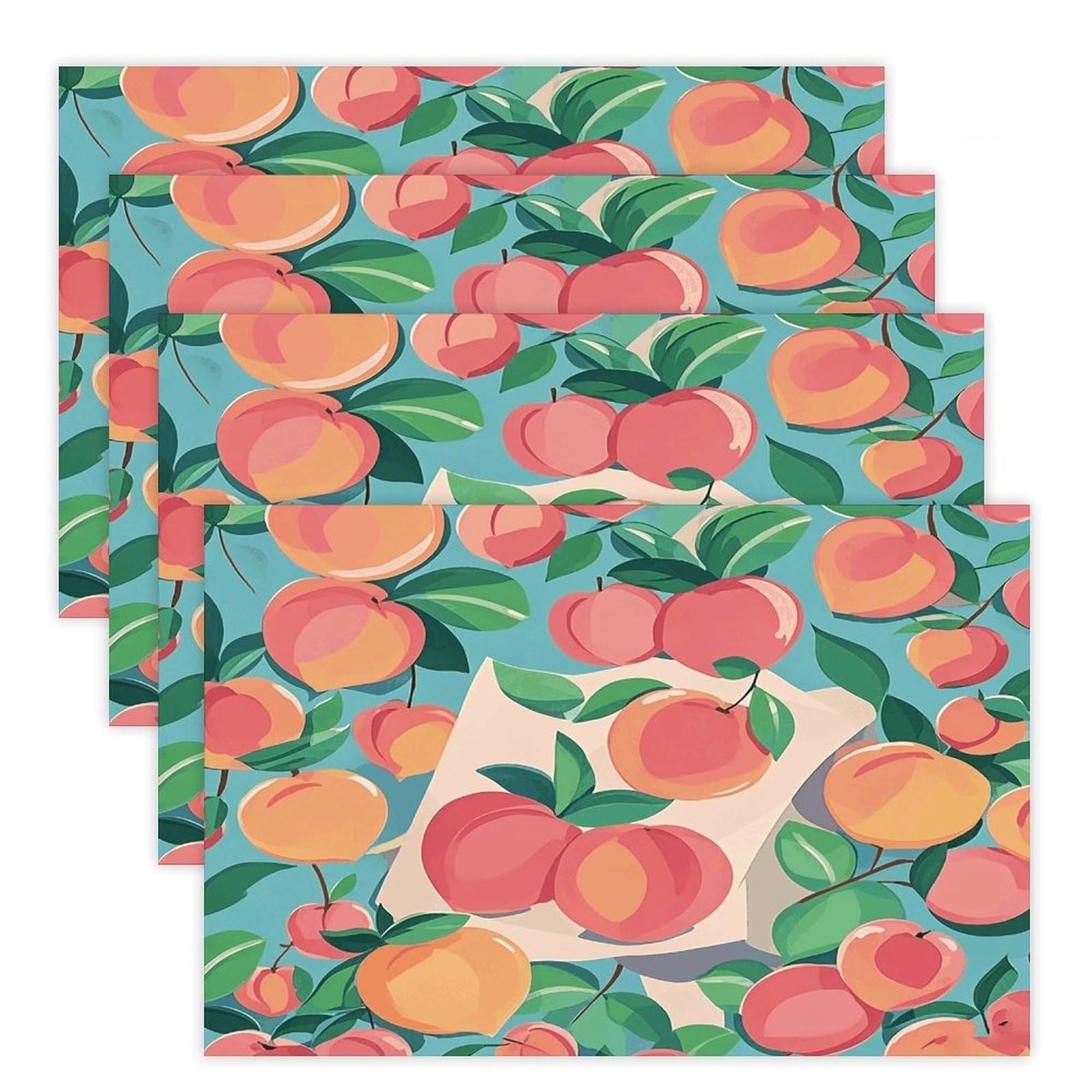 Peach Placemats Heat Resistant Non-Slip Place Mats Washable Wipeable Table Mat Kitchen Dining Table Decoration Placemats Indoor Outdoor Place Mats 17.7’’×11.8’’