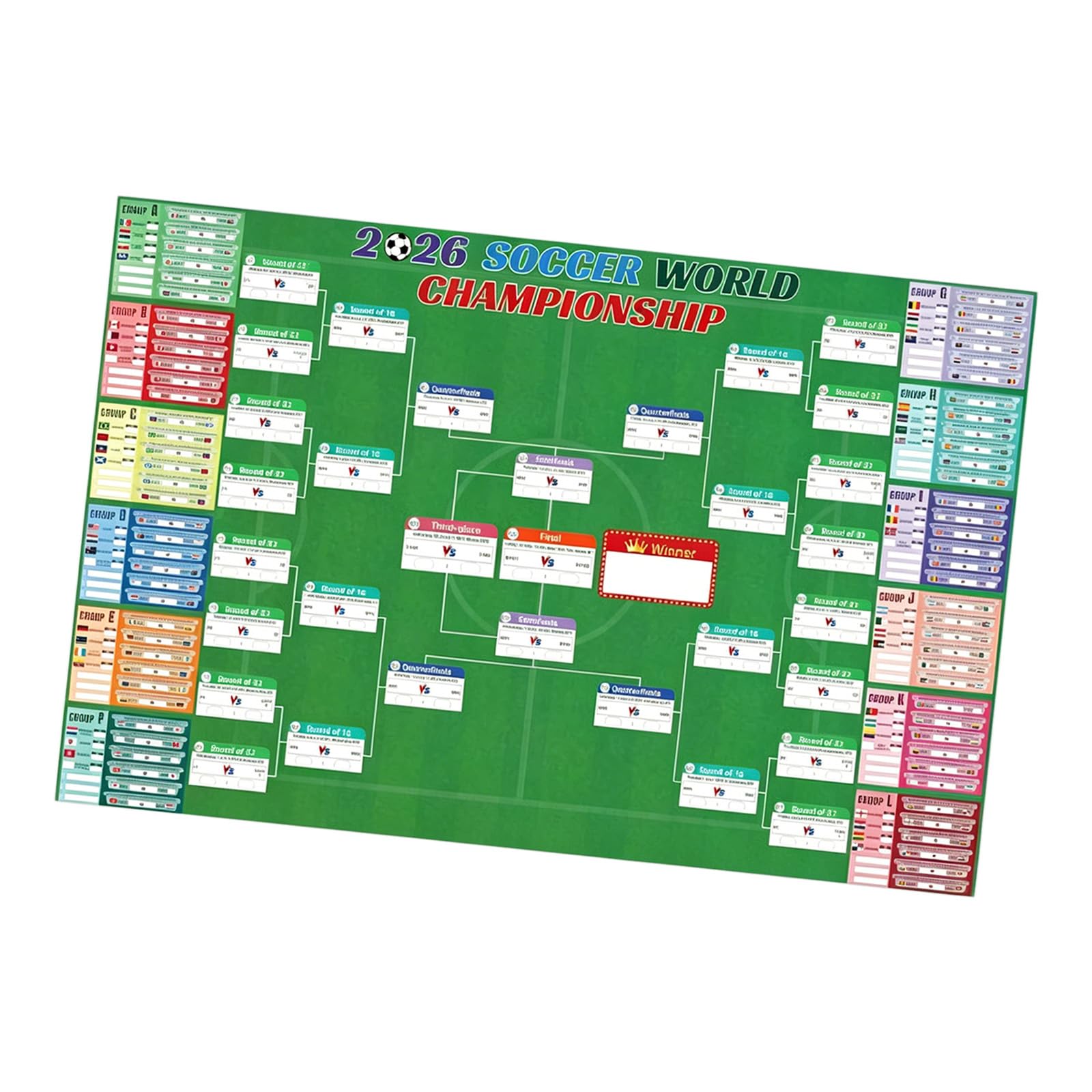 Whoasyst 2026 Soccer Cup Schedule Poster Soccer Football Banners Sports Game Day Hanging Wall Decor for Soccers Fan Gifts Football Stadium Background Decorations