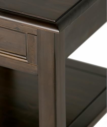Miniatura 10 de SIMPLIHOME Burlington - Mesa auxiliar cuadrada de transición de madera maciza de 18 pulgadas de ancho en color marrón caoba con almacenamiento, 1