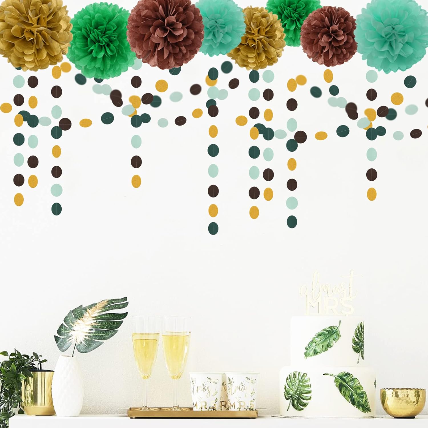 Sage-Green Gold Brown Party Decorations - 52FT Paper Streamers Gender Neutral Baby Shower Bridal Shower Garland Boho Birthday Rustic Decoration Woodland Theme Decor HongTongTong - Image 4