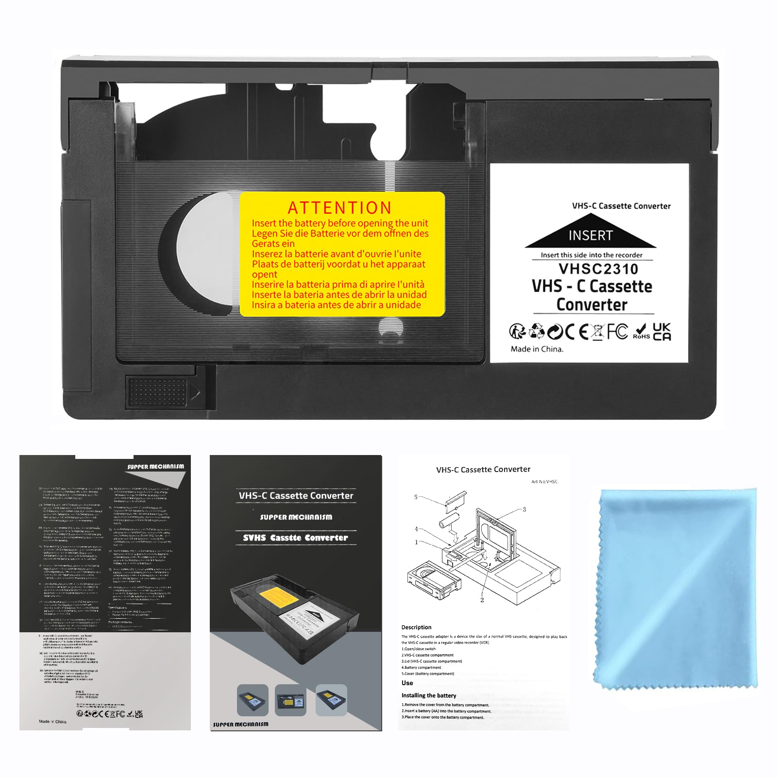 Photo 1 of CHEEYYIIE VHS-C Cassette Adapter Compatible with VHS-C SVHS Camcorders JVC RCA Panasonic Motorized VHS Cassette Converter ?NOT Compatible with 8mm / MiniDV / Hi8?