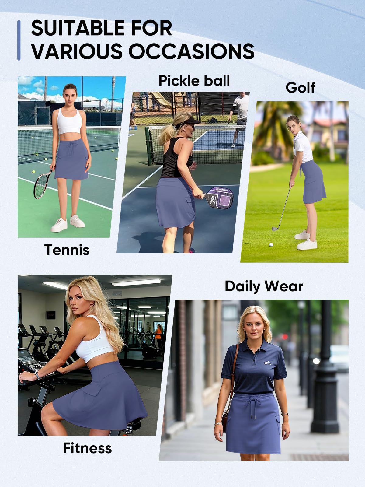 Bezioner Gonna Pantalone Donna al Ginocchio Gonna Tennis Sportiva con Pantaloncino e 4 Tasca Vita Alta Skorts da Golf
