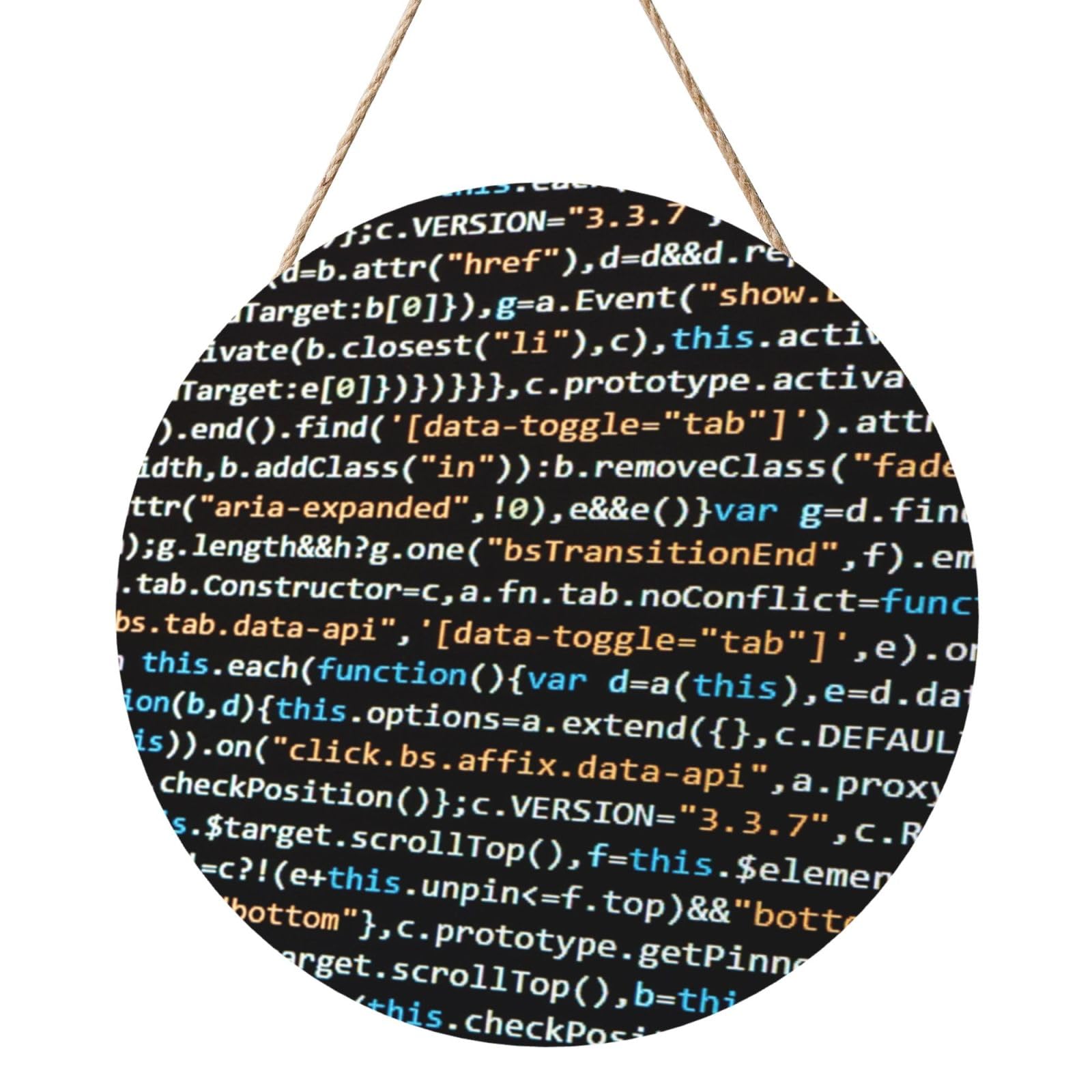 InOmak Programmer Programming Code, Round Wood Panel Painting 12 in, Wall Hanging Painting For Home