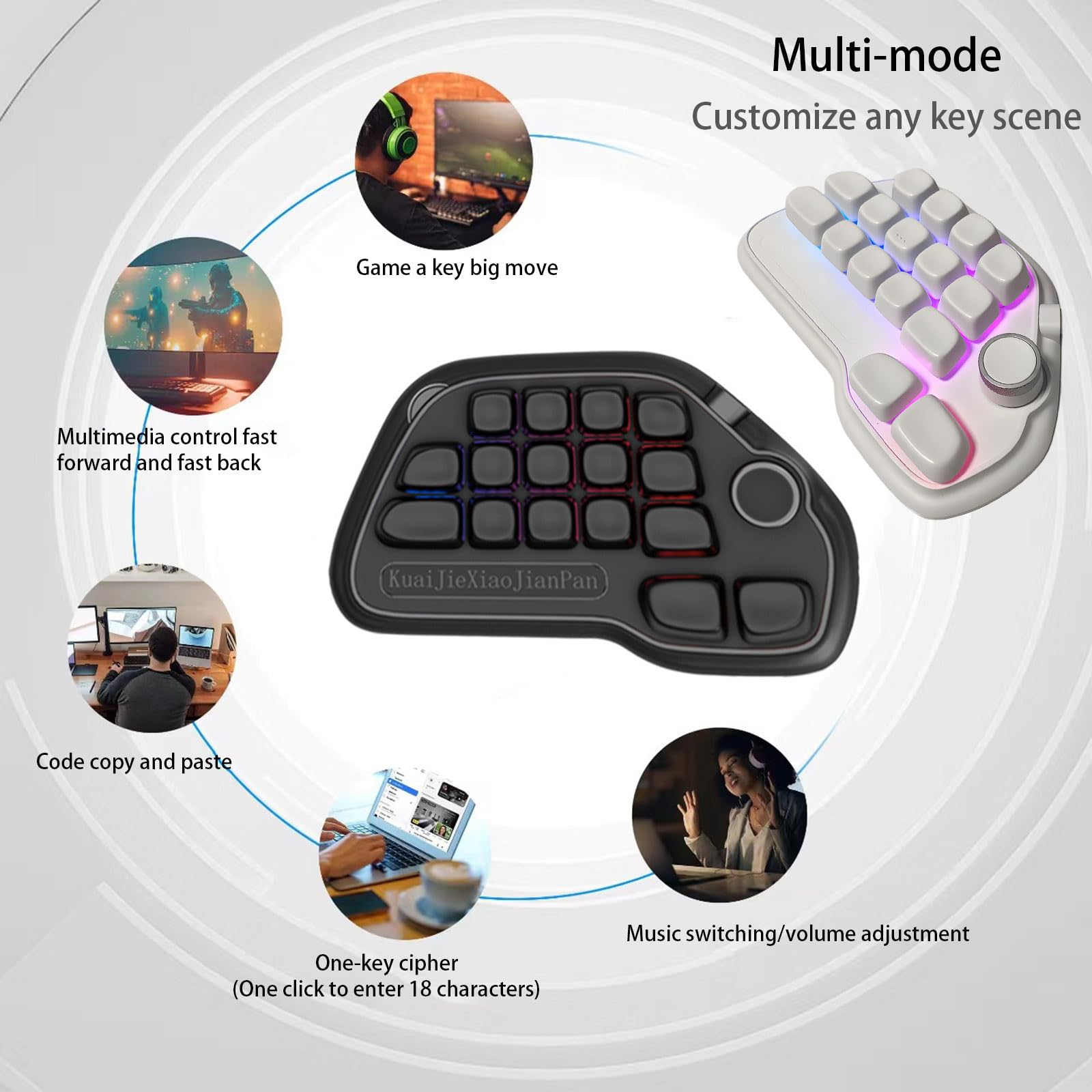 Pavé numérique mécanique à 17 Touches échangeables avec rétroéclairage RVB Via Un Clavier numérique USB programmable pour Ordinateur Portable, de Bureau, éclairage RVB