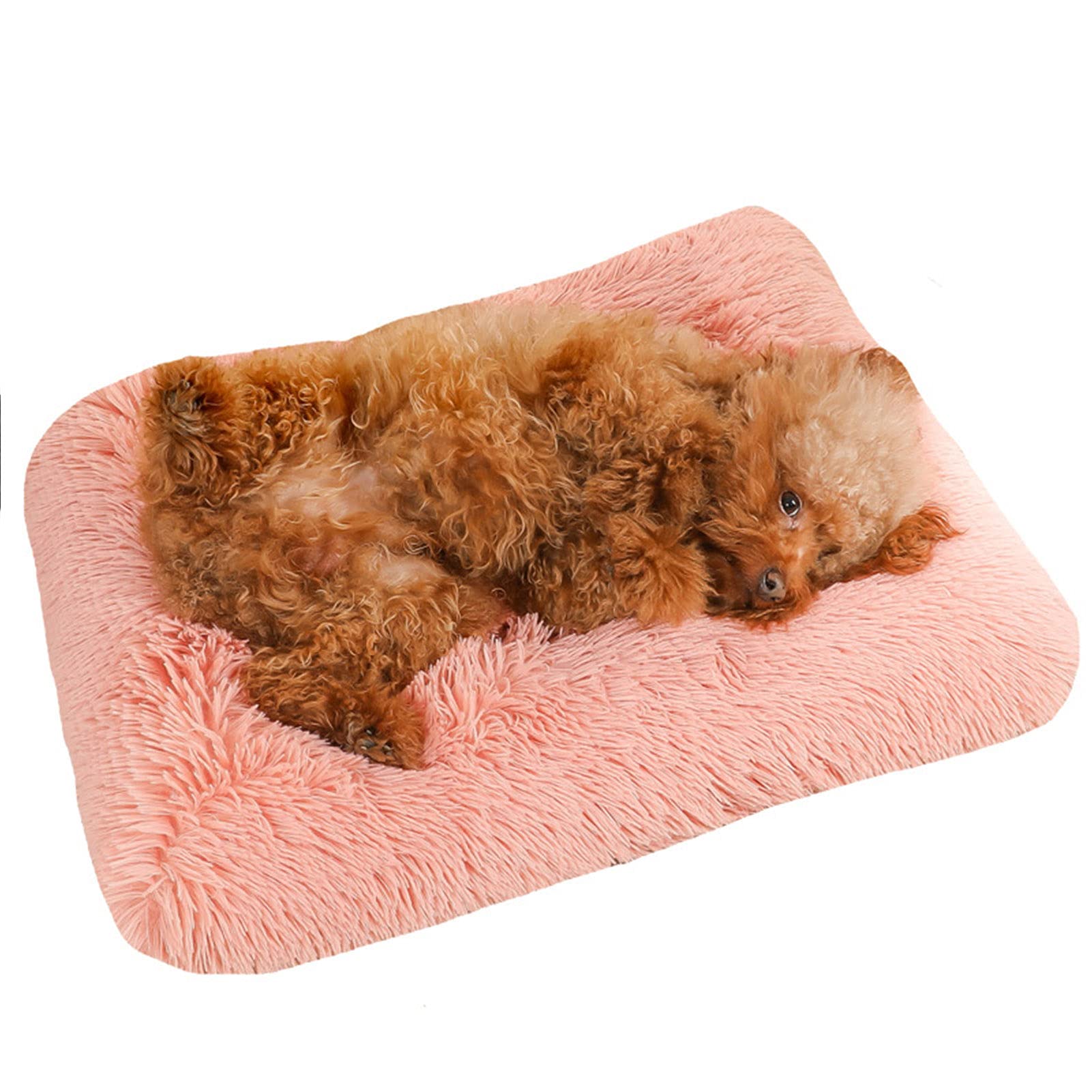 Waigg Kii Calming Dog Cat Bed,Kennel Dog Pad Mattress Orthopedic Dog Bed Removable Washable Anti-Silp for Large Medium Small Dogs Cats Puppy (100 * 70 * 10cm,Pink)