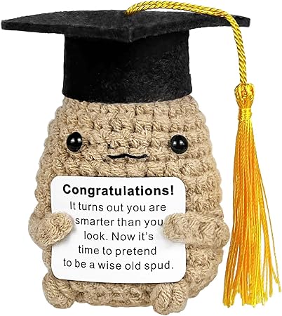 Positive Animals Crochet Spud, Graduation Gifts for Her Him, 2025 Cute College Senior High School Graduate Gifts, Small Unique Funny Congrats Grad Gift Ideas for Women Men Best Friend