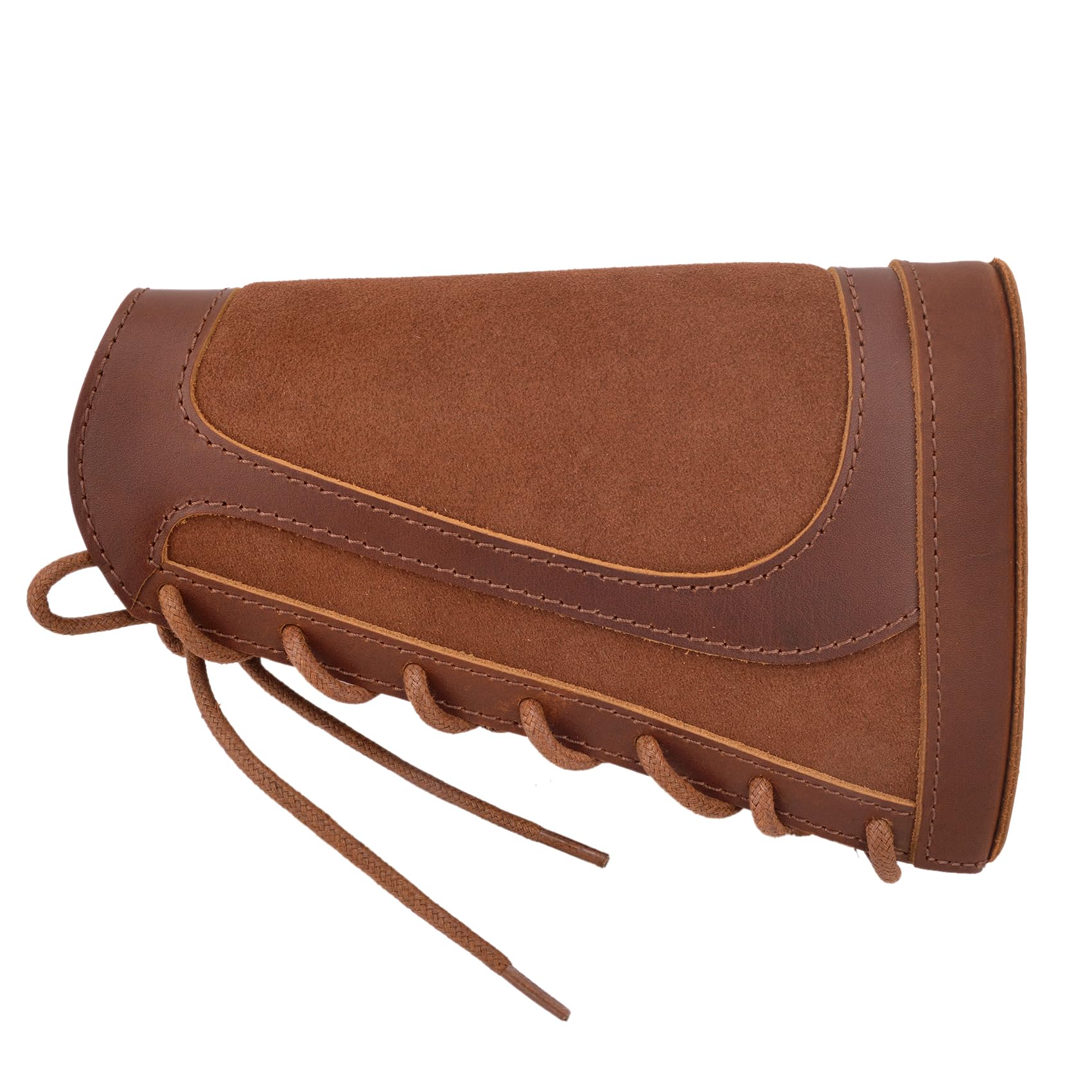 Leather Cheek Rest Pad Buttstock Ammo Holder, Gun Shell Magazine for .17HMR .22LR .22MAG (Brown)