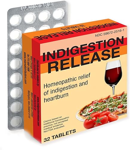 Miers Lab - Cápsulas de alivio de la indigestión comprimidos homeopáticos para aliviar la acidez estomacal, seguras y efectivas, acción rápida, 32