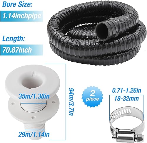 Miniatura 5 de Kit de bomba de sentina universal para barco, bomba de sentina de 1100 gph, juego de plomería, abrazaderas de manguera a través del casco bomba