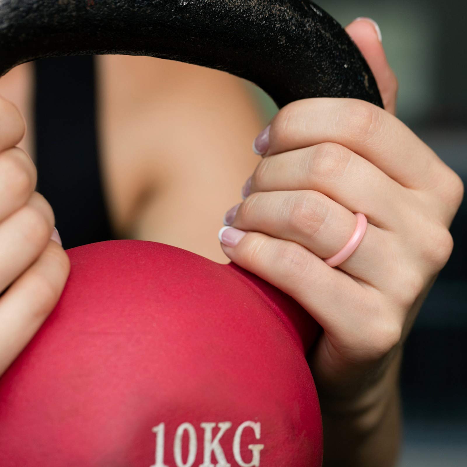 ROQ Silicone Rings for Women - Thin Womens Silicone Rubber Wedding Rings Bands - The 3 Angels Collection - 5.5mm (Dome Style), 4mm (Dome Style) and 2mm (Paved Knife Style) Wide 6.5 - 7 (17.3mm) Maroon