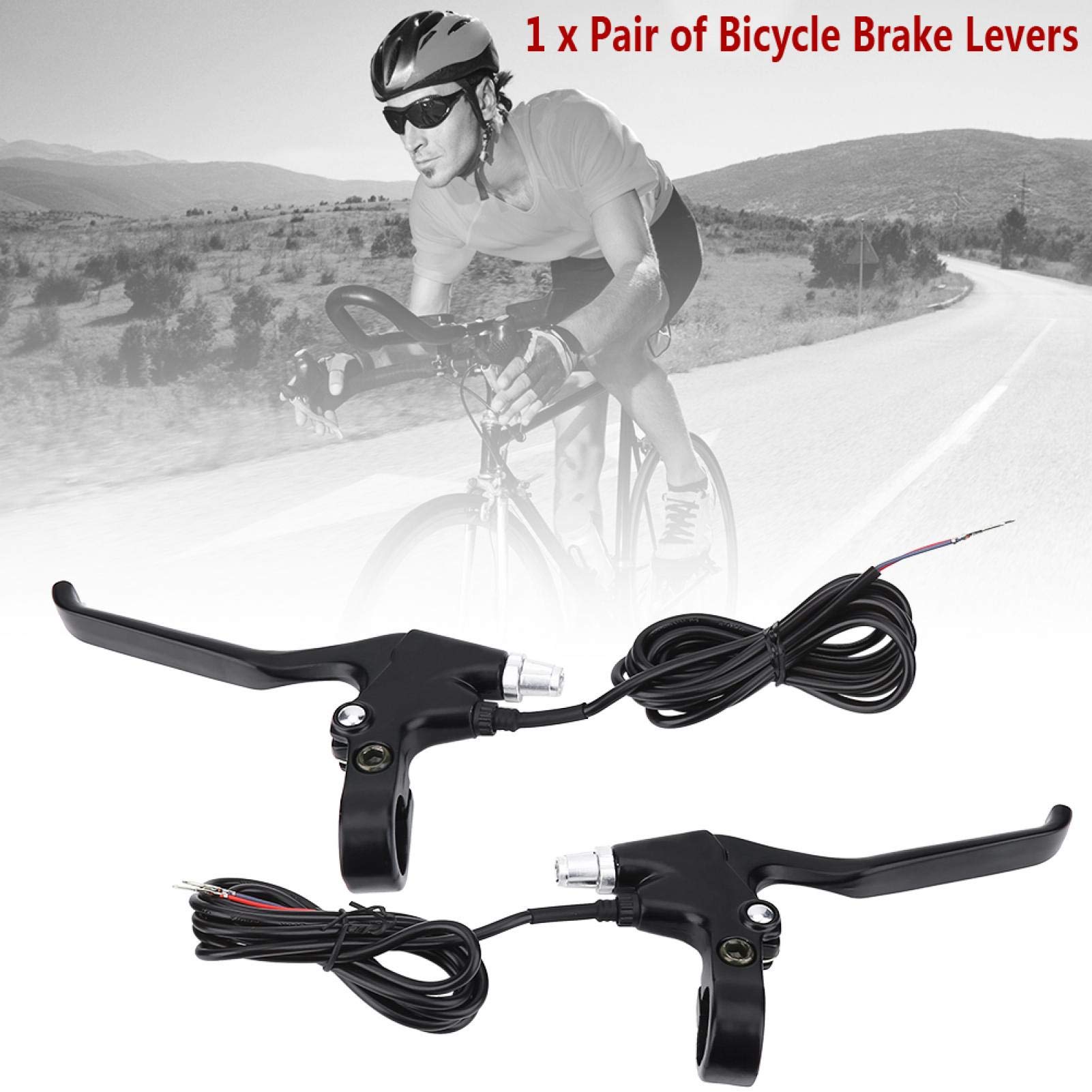leve bici elettrica + 1 paio di leve del freno elettrico per bicicletta elettrica sinistra e destra a 2 fili durevoli, pezzi di ricambio, leve del freno per bicicletta, lega di alluminio universale pe