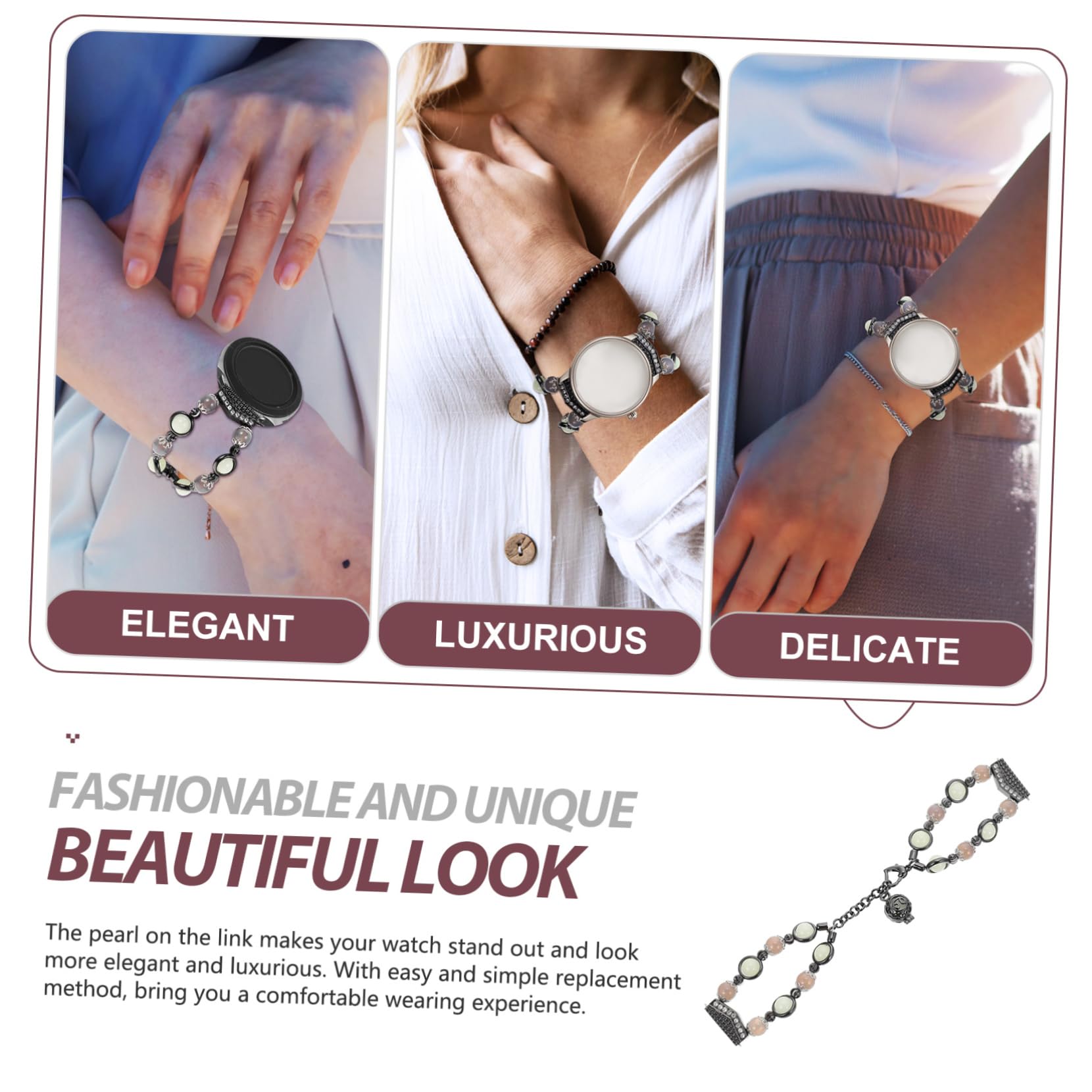 Artibetter 3pièces Bracelet De Montre Perles Élégantes Compatible Avec Watch Et Active Décoratif Et Pratique