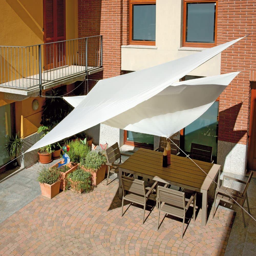 Voile d'ombrage carré ou triangulaire couleur sable beige pour jardins jetées bar maisons à la mer avec œillets et corde en propylène (3,6 m x 3,6 m x 3,6 m triangulaire beige)