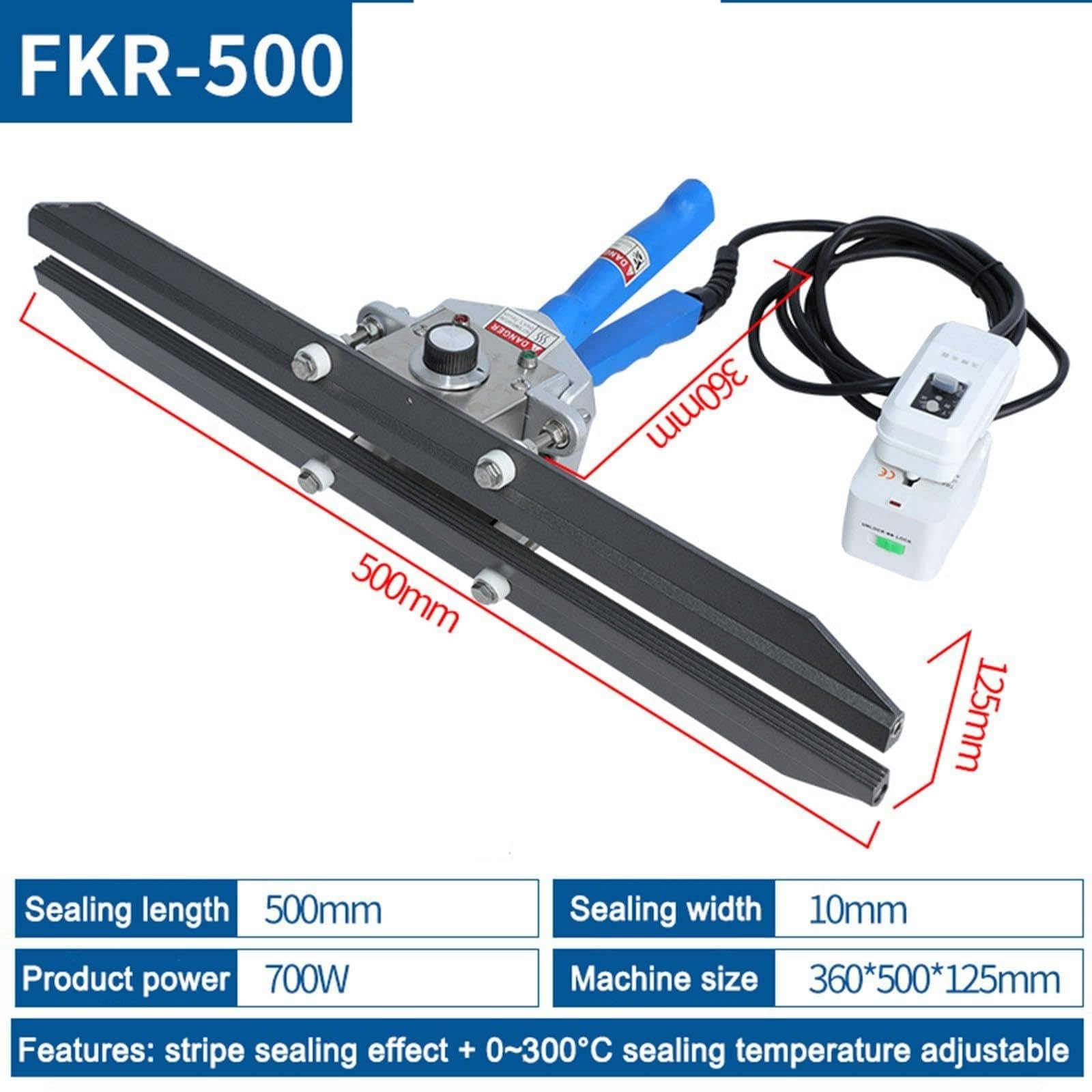 Selladora térmica portátil de mano, máquina selladora integrada con control de temperatura de 0-300 ℃, máquina de envasado al vacío de calentamiento rápido para papel(50cm)