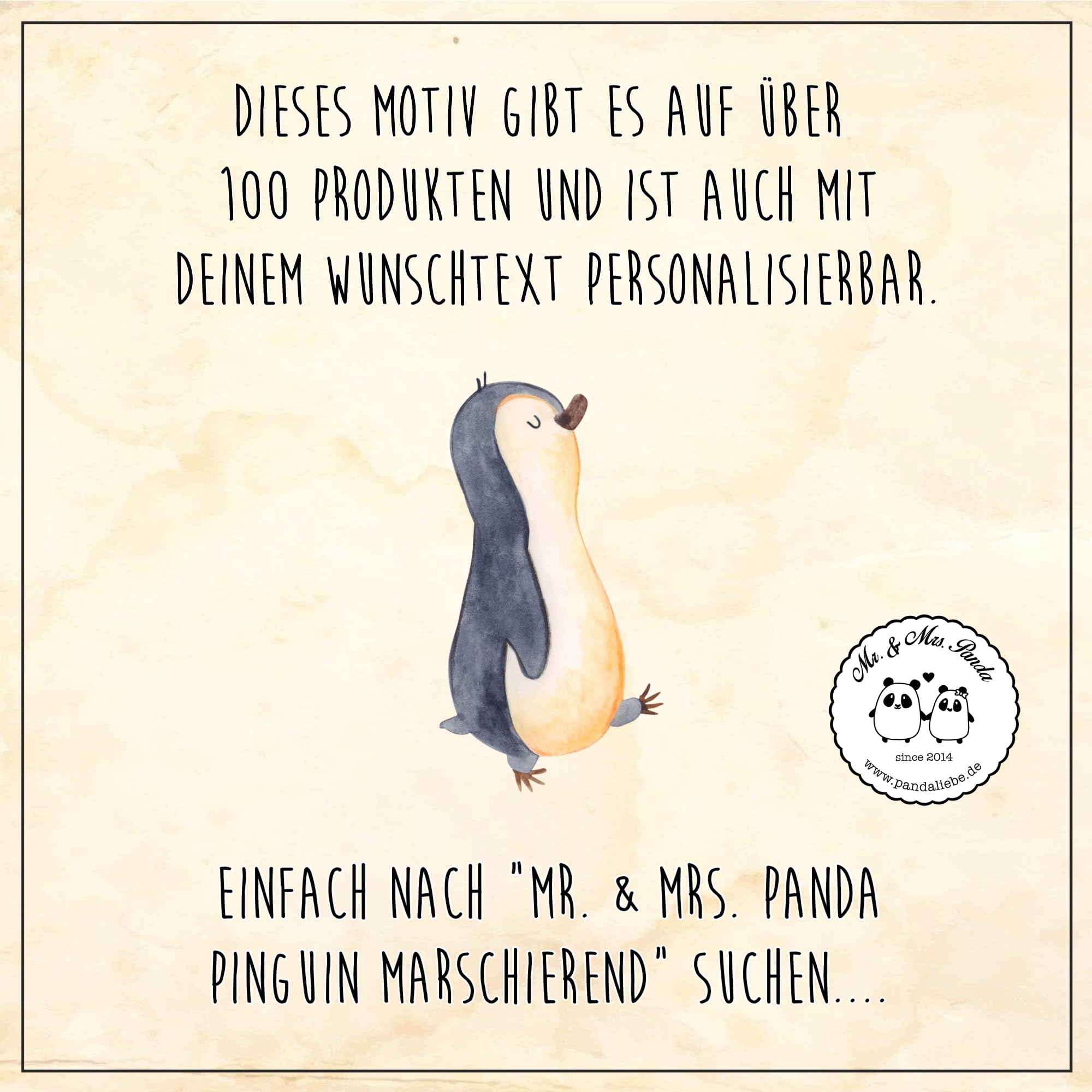 Mr. & Mrs. Panda Fussmatte personalisiert Pinguin marschieren 40 x 60 cm - Personalisierte Geschenke, Schwester, Fußmatte personalisierbar, mit Namen, Pinguine, Unausgeschlafen, Aufstehen, Abtreter
