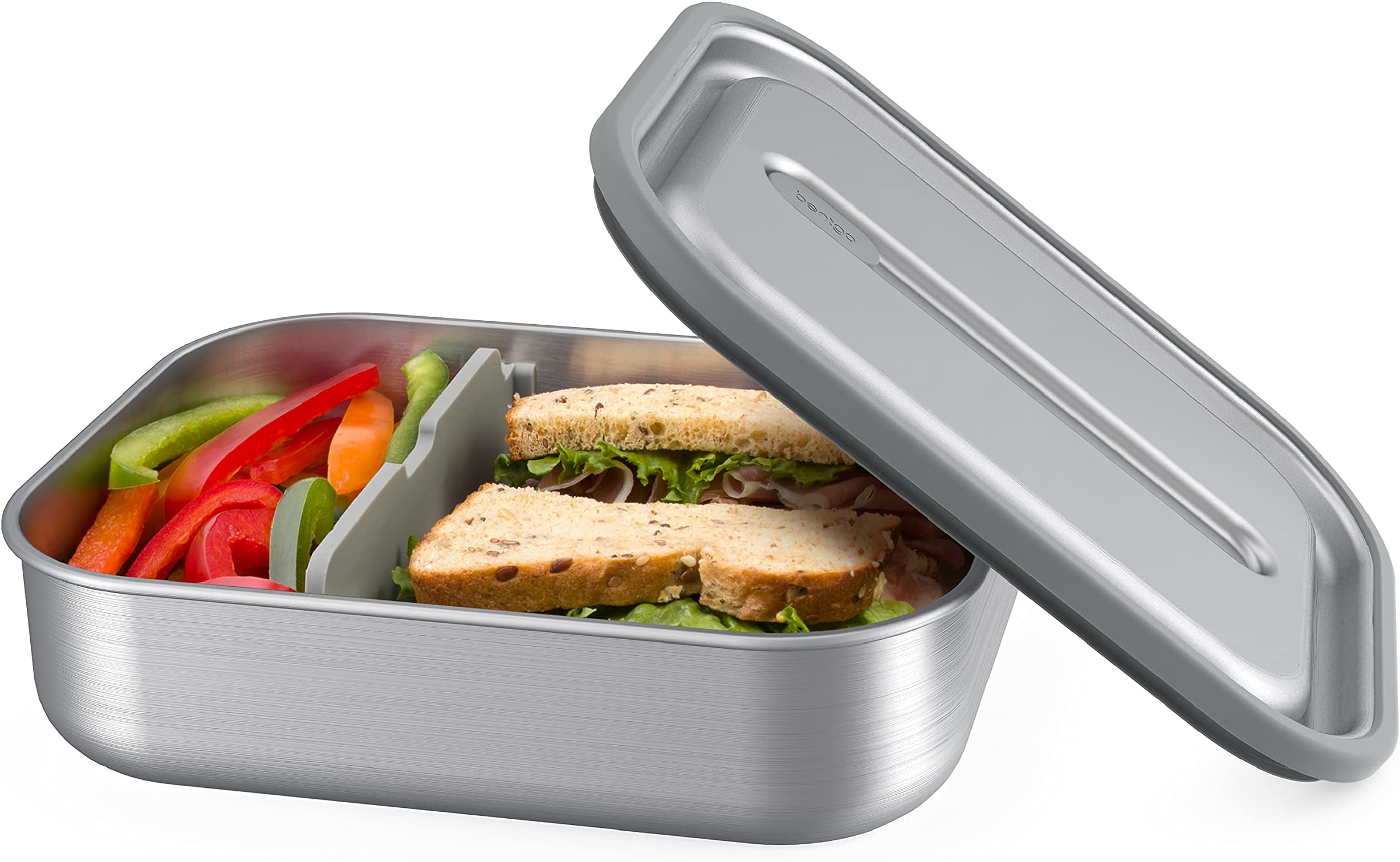 MicroSteel® Leak-Proof Lunch Box - Microwave-Safe, Oven-Safe, Bento-Style Container with Removable Divider, Airtight Lid, Sustainable Design, Odor & Stain Resistant (Stainless Steel)