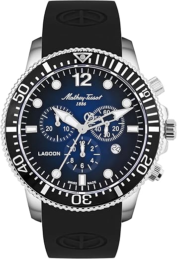 Mathey-Tissot Silicone Analog Blue Dial Men Watch-H123Chalbun, Black Band