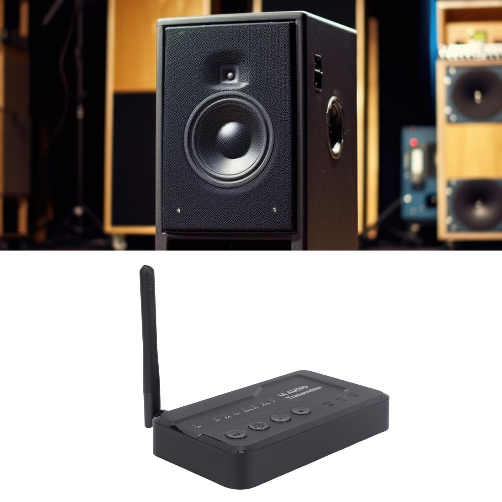 Fabater Adattatore per Trasmettitore Audio Wireless Bluetooth, Streaming Portatile a Lungo Raggio per Uso Domestico Ed Esterno con Ingressi USB AUX OPT COAX