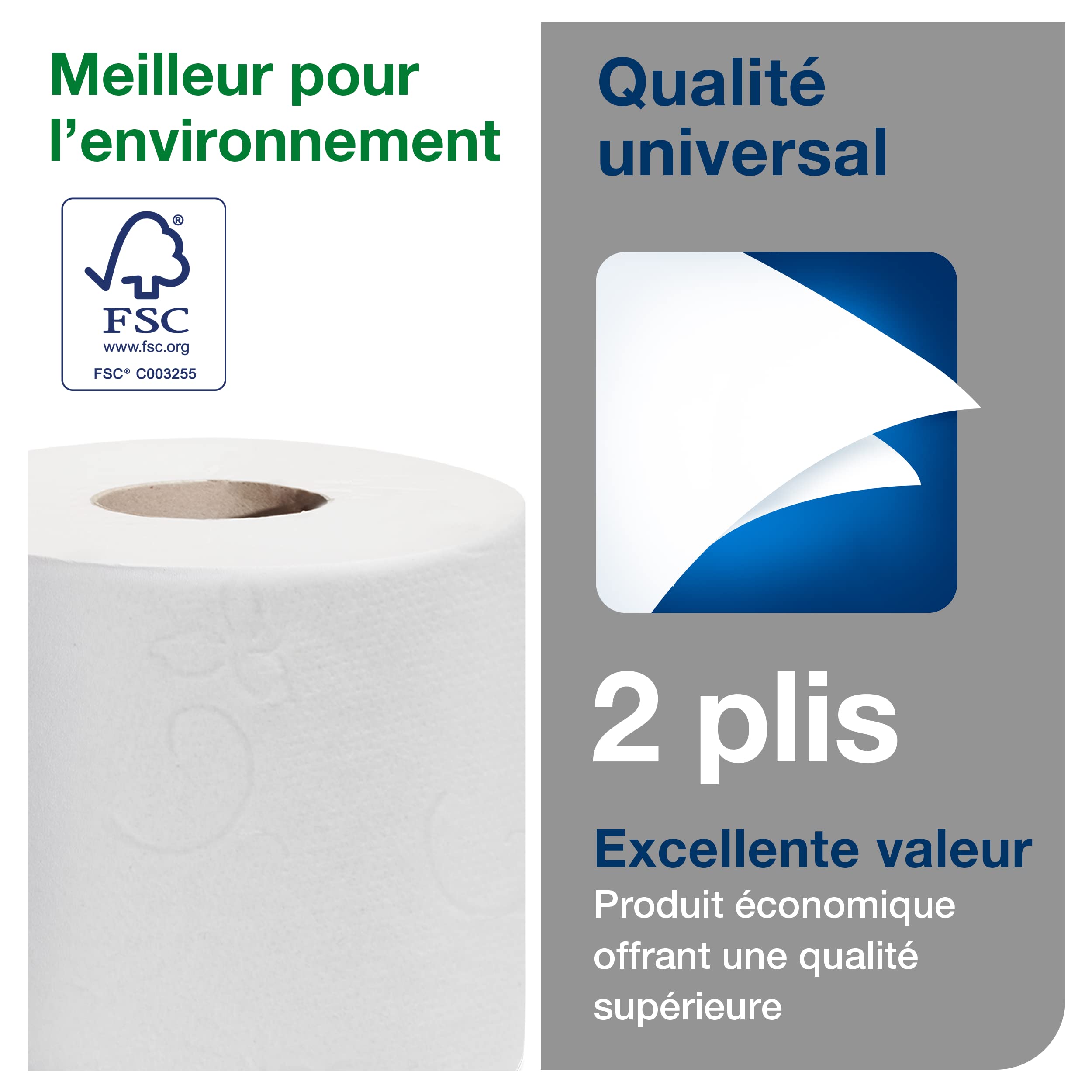 Tork 120776 Papier toilette universel / Compatible avec le système T4 / 2 plis / lot de 30 (30 x 400 feuilles) | 2 plis, Compatible avec le système T4