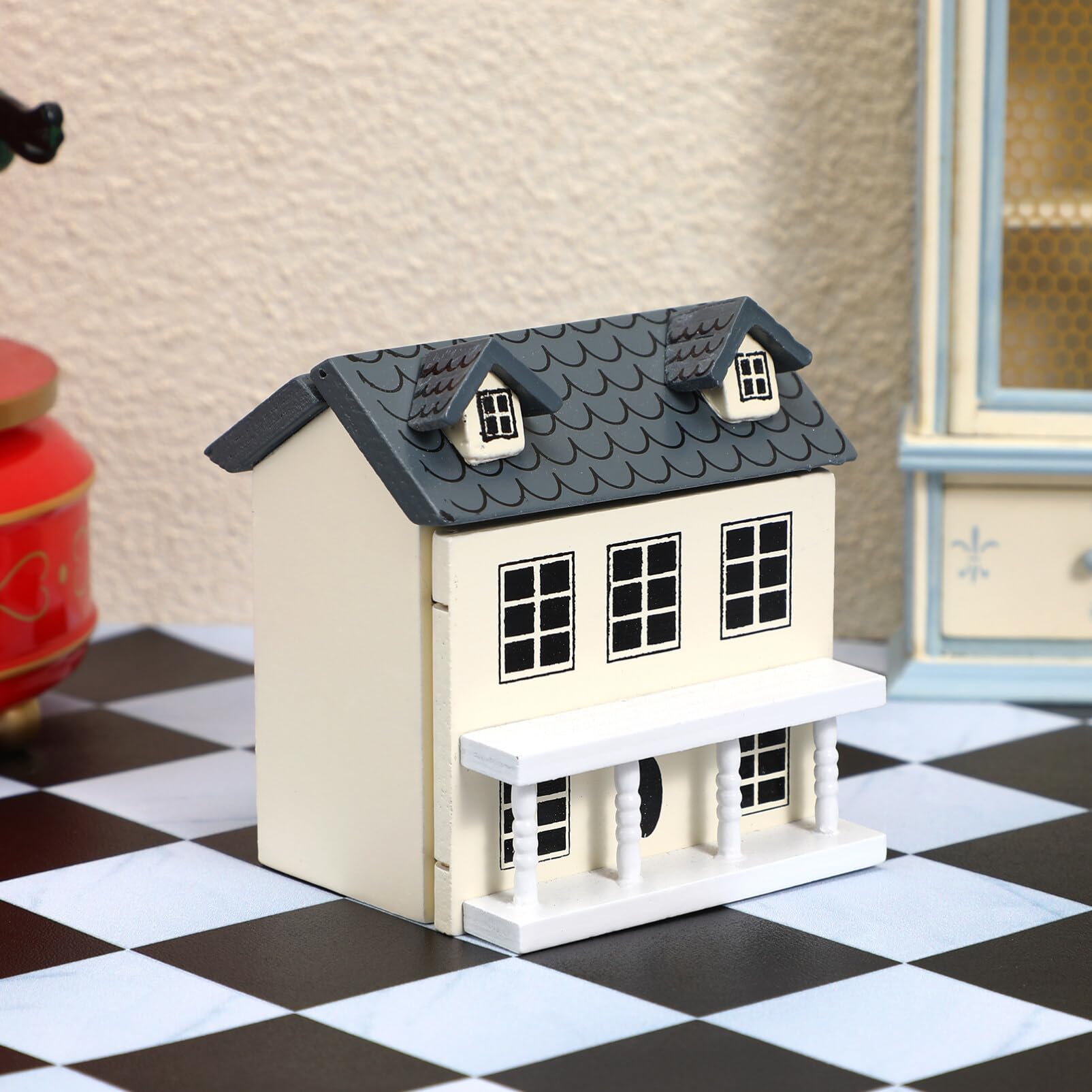 ifundom Miniature House Model Tiny Decorative Doll House 2.80X2.56X2.09In Adorable Miniature Scene for Desk Cabinet Decor Gift - Image 2
