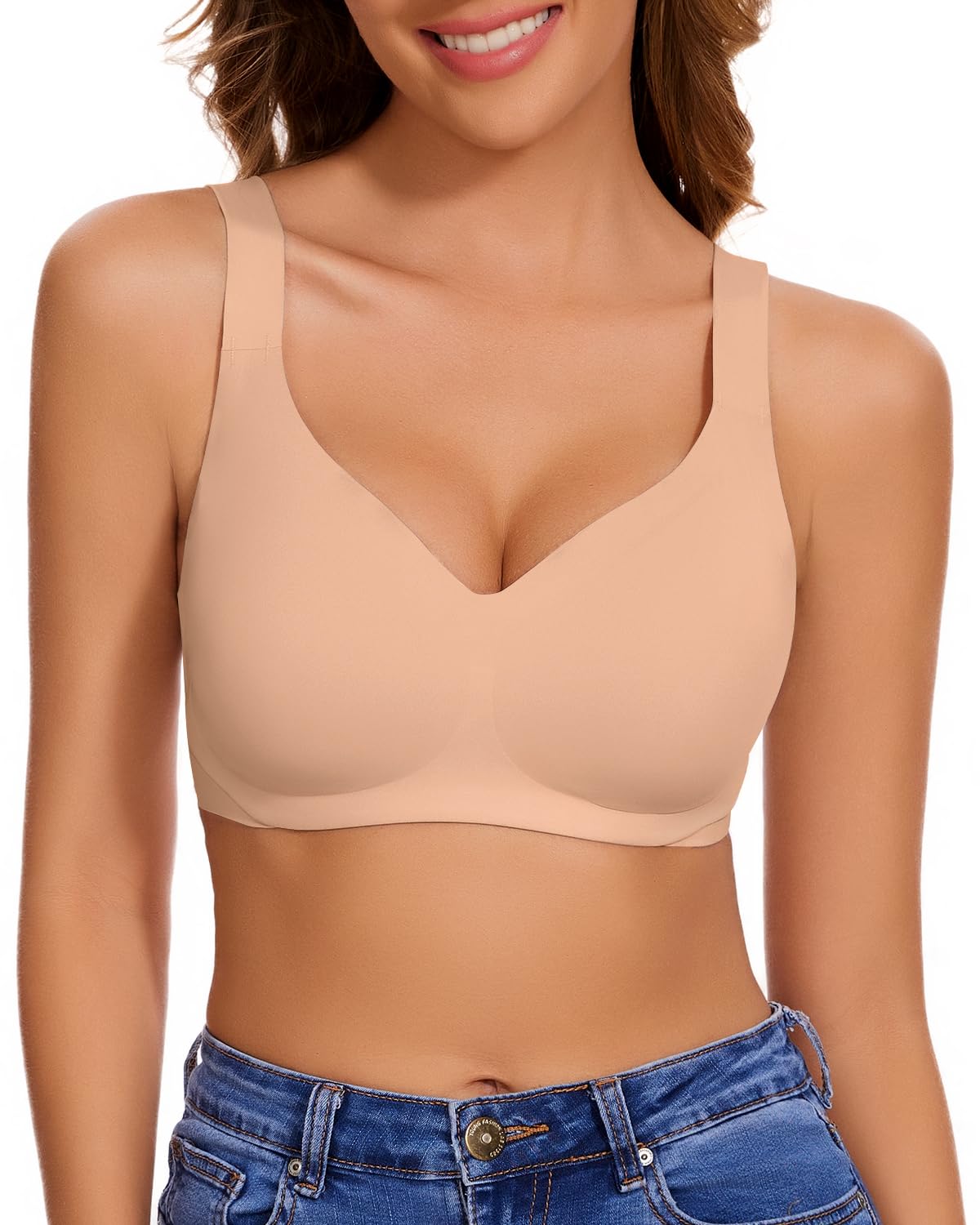 SEXYEYEWireless Bra for Women with Soft Support and Lift Push Up Bra No Underwire Honeylove Bralettes Padded Seamless Bra