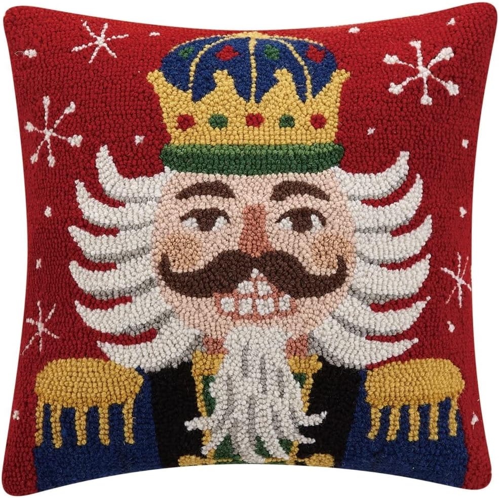 Peking Handicraft 31TG860C16SQ Christmas Nutcracker Hook Pillow Poly Filled, 16-inch Square, Wool and Cotton