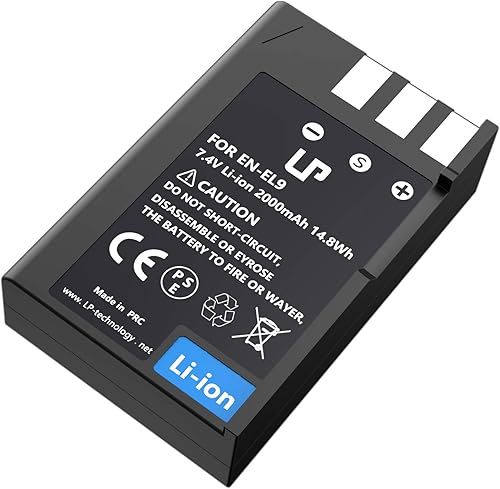 LP EN-EL9 EN EL9a Batería, batería recargable de iones de litio, compatible con cámaras Nikon D40, D40X, D60, D3000, D5000, cargador Nikon MH-23