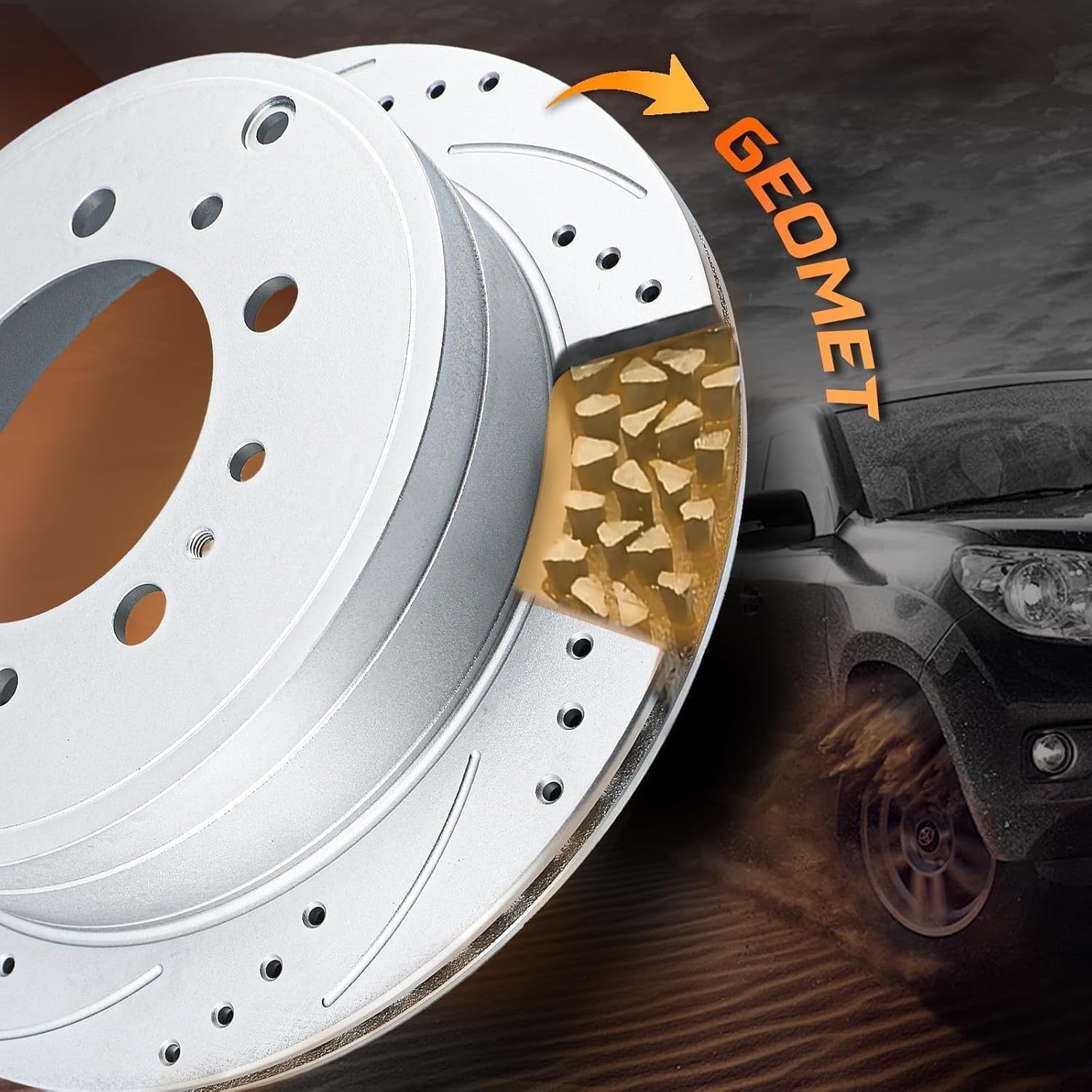 Brake Kits Compatible With 2007-2021 Toyota Tundra, 2008-2022 Sequoia, 2016-2021 Land Cruiser, Lexus LX570 Geomet-Coated Disc Brakes Rotors and Ceramic Brake Pads Front And Rear Replacement Betthand