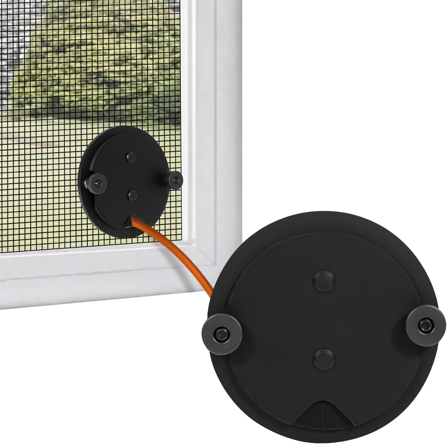 Window Screen Pass Through Attachment - Bring Inside Power Outside, for 1/10"-1/2" Cables or Hoses, Fits on Any Standard Window Screen, Dust Proof, for Rv, Pet Cameras, Various LED Lights