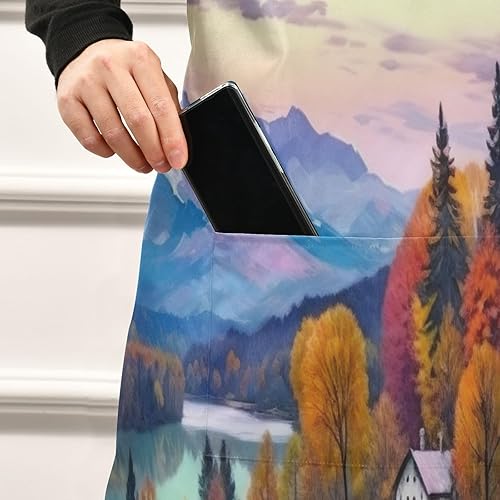 Miniatura 5 de Burbuja Beautiful Path Kitchen Apron for Women Men Chef with 2 Pockets, Adjustable Bib Apron Water & Oil Resistant for Cooking, Machine Washable