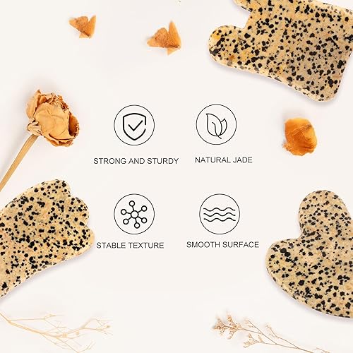 Miniatura 9 de Gua Sha - Juego de 3 herramientas faciales de masaje Guasha, jade Gua Sha, masajeador de raspado para cara, cuello, ojos y cuerpo, tabla de guasha