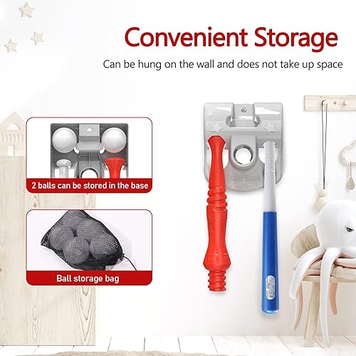 Miniatura 5 de EagleStone Juegos de pelotas en T para niños de 3 a 5 5 a 8 años juego de pelota en T para niños pequeños juguete de béisbol al aire libre incluye 6