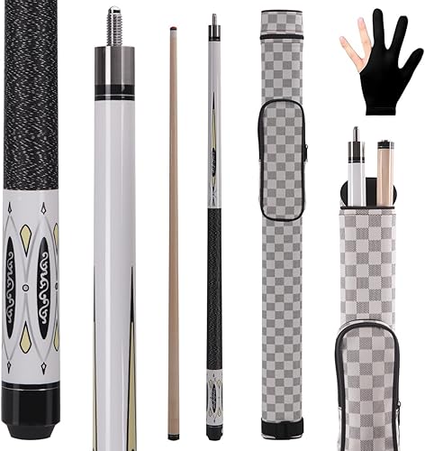 Miniatura 9 de Tacos de piscina de arce canadiense (0.394 in/0.453 in/0.512 in), 2 palos de piscina de 58 pulgadas con eje de desviación bajo, palos de billar